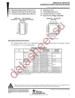 SN74HCT32DTE4 datasheet  